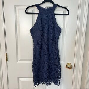 Lulu’s Navy Blue Lace Mini Dress